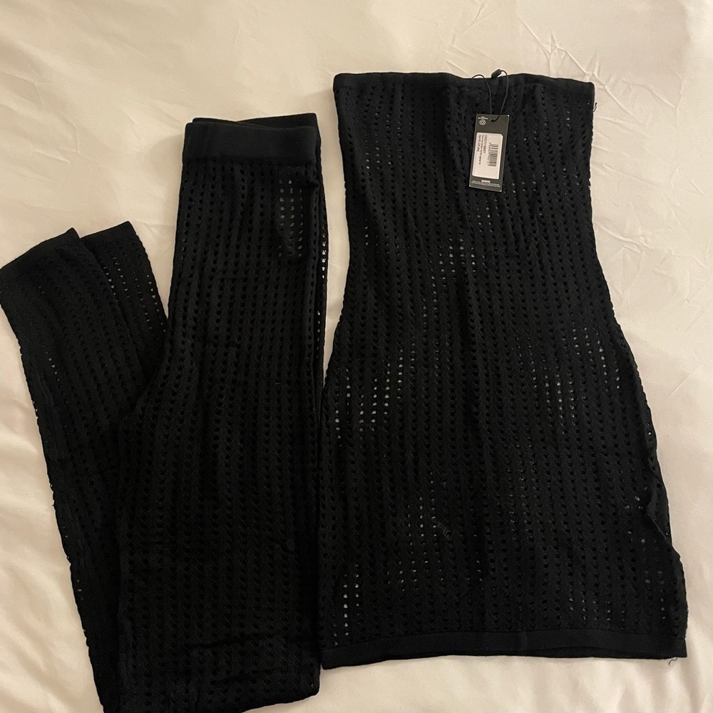 PrettyLittleThing Black Mesh Jumpsuit